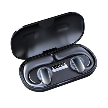 Casque Conduction Osseuse IPX6 noir batterie 400mA bluetooth 5.3 faible bruit Ecouteurs bluetooth sans fil longue durée batterie